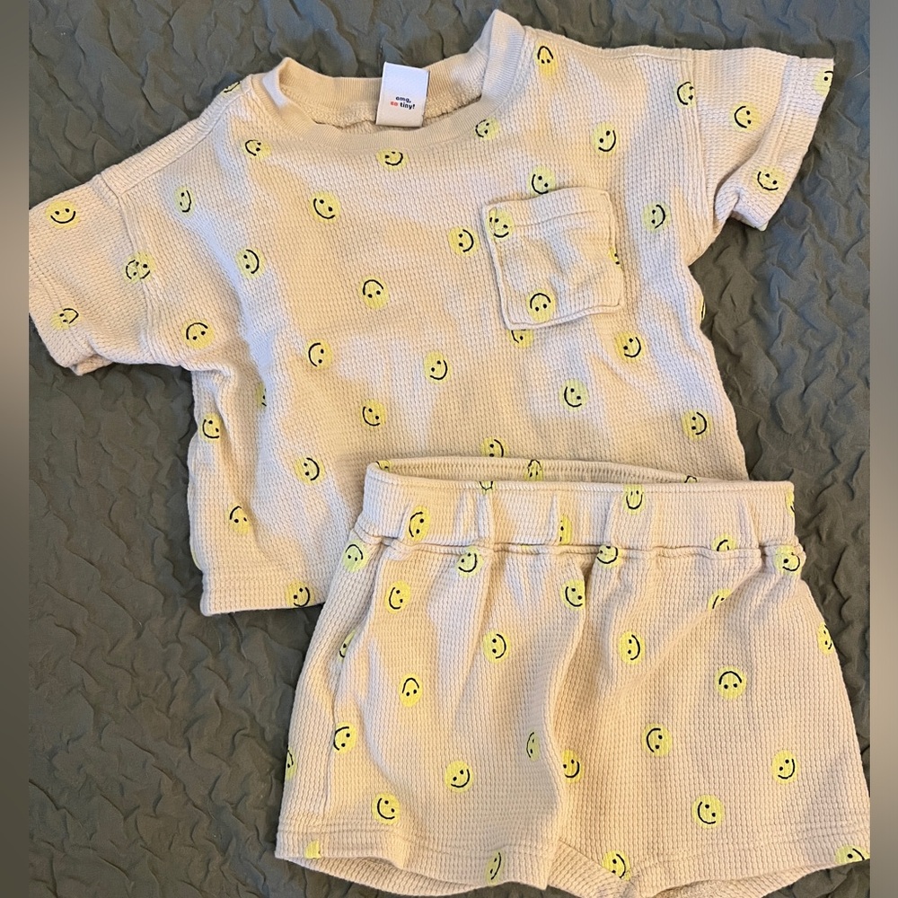 Old Navy Kids Matching Set - Cream with Yellow Smiley Faces